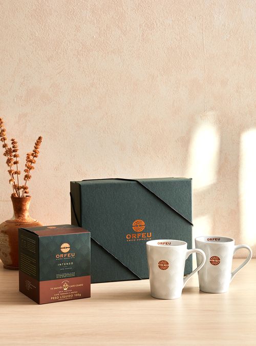 Kit Presente Drip Coffee Orfeu Intenso + 2 Canecas